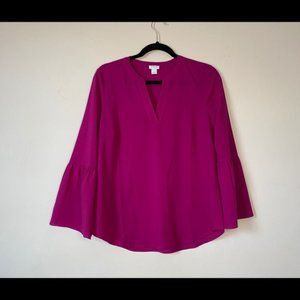 J.Crew Magenta Bell Sleeve Tunic Blouse - image 1